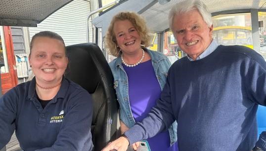Olof Ormeling with Nautilus executive officer Sascha Meijer (centre) and fellow TV star Geartsje Loman from the show 'Vrouwen die Varen'(Women who Sail). Images: Nautilus International Image:Olof Ormeling with Nautilus executive officer Sascha Meijer (centre) and fellow TV star Geartsje Loman from the show 'Vrouwen die Varen'(Women who Sail). Images: Nautilus International