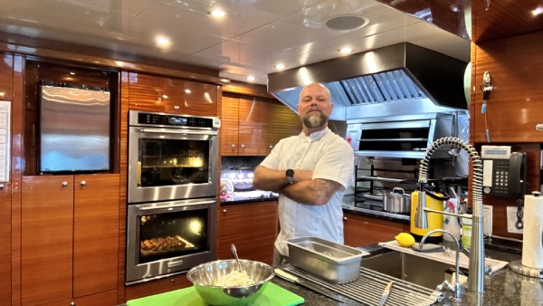 Chef Danny Davies in his galley. Credit: @FutureChefProject Chef Danny Davies in his galley. Credit: @FutureChefProject