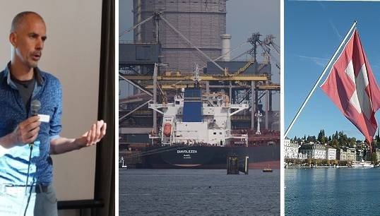 Nautilus national secretary Holger Schatz: 'The danger is very real'. At right, a Swiss-flagged vessel and the flag flying from a Swiss lake vessel. Images: L-R Nautilus International/Wikimedia Commons/Pixabay Image:Nautilus national secretary Holger Schatz: 'The danger is very real'. At right, a Swiss-flagged vessel and the flag flying from a Swiss lake vessel. Images: L-R Nautilus International/Wikimedia Commons/Pixabay