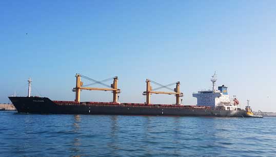 A Swiss flagged bulk carrier vessel, the Navaire Moleson in a Casablancan port. Image: file pic Wikimedia Commons. Image:A Swiss flagged bulk carrier vessel, the Navaire Moleson in a Casablancan port. Image: file pic Wikimedia Commons.