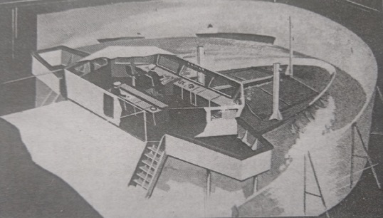 An artist's impression of the first UK ship manoeuvring simulator proposed by Vickers. It drew from the success of one established in 1968 at the TNO institute at Delft. Image:An artist's impression of the first UK ship manoeuvring simulator proposed by Vickers. It drew from the success of one established in 1968 at the TNO institute at Delft.