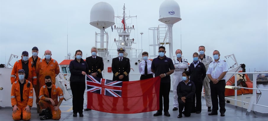 Crew show their support for Merchant Navy Day aboard the Northlink Serco Ferries vessel MV Hrossey. Image: Paul Gellately, HR Manager, at Northlink Serco Ferries. Image:Crew show their support for Merchant Navy Day aboard the Northlink Serco Ferries vessel MV Hrossey. Image: Paul Gellately, HR Manager, at Northlink Serco Ferries.