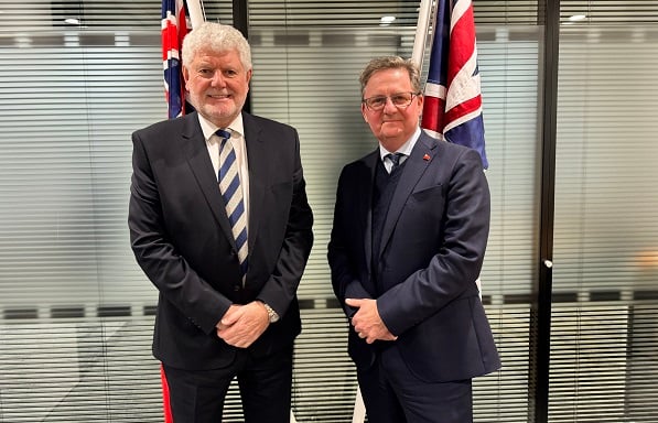 Maritime minister Lord Davies of Gower, left, with Nautilus International general secretary Mark Dickinson. Credit: Nautilus International Image:Maritime minister Lord Davies of Gower, left, with Nautilus International general secretary Mark Dickinson. Credit: Nautilus International