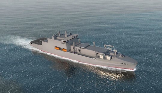 The proposed ship design has no ports within the accommodation block. Image: RFA Image:The proposed ship design has no ports within the accommodation block. Image: RFA