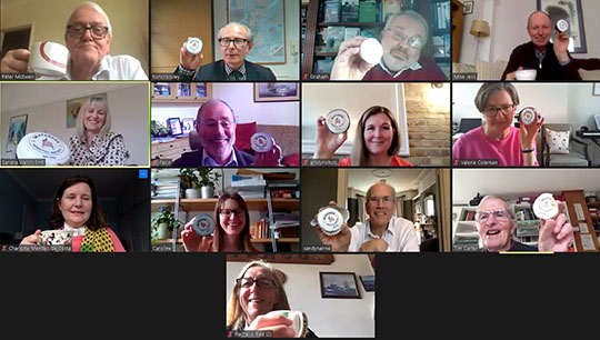 SHS staff and trustees marked the occasion on zoom with a cup of tea and a slice of birthday cake. Image:SHS staff and trustees marked the occasion on zoom with a cup of tea and a slice of birthday cake.