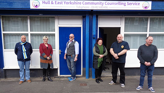 The team at the Hull and East Yorkshire Community Counselling Service, L-R: volunteer Keith Thompson, therapist Dorothy Parker, therapist Craig Brody, volunteers Tracy Metcalfe and Craig Metcalfe, therapist Carl Norton Image:The team at the Hull and East Yorkshire Community Counselling Service, L-R: volunteer Keith Thompson, therapist Dorothy Parker, therapist Craig Brody, volunteers Tracy Metcalfe and Craig Metcalfe, therapist Carl Norton