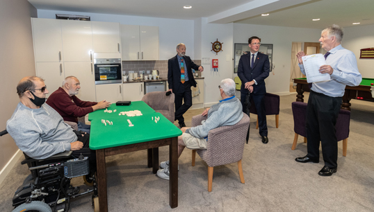 Maritime Minister Robert Courts talks to residents in the games room at Nautilus Mariners' Park during a visit on Day of the Seafarer. Image: Gavin Trafford Image:Maritime Minister Robert Courts talks to residents in the games room at Nautilus Mariners' Park during a visit on Day of the Seafarer. Image: Gavin Trafford