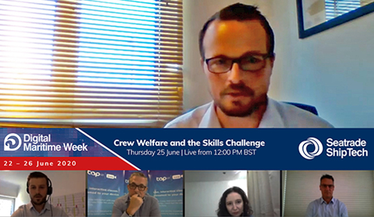 Nautilus professional and technical officer David Appleton speaking at the Crew Welfare and the Skills Challenge webinar on Day of the Seafarer 2020, with fellow panellists, L-R: Nick Chubb, Richard Turner, Clara Wahnich and Cameron Mitchell Image:Nautilus professional and technical officer David Appleton speaking at the Crew Welfare and the Skills Challenge webinar on Day of the Seafarer 2020, with fellow panellists, L-R: Nick Chubb, Richard Turner, Clara Wahnich and Cameron Mitchell