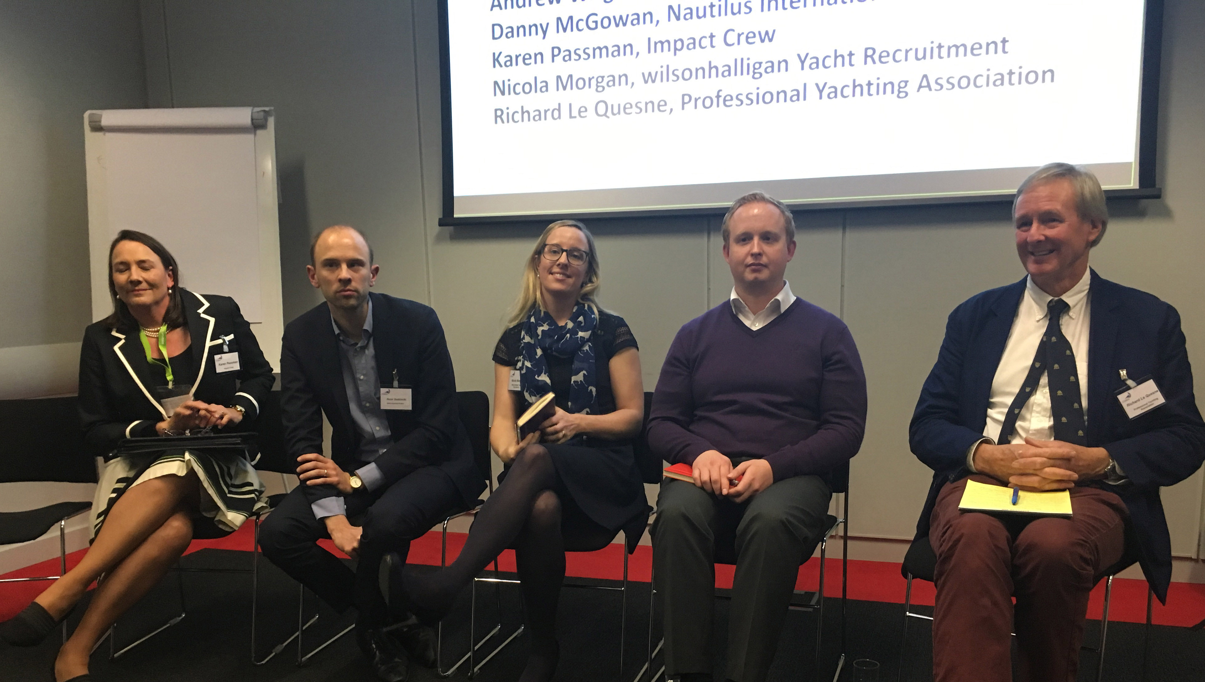 Nautilus international organiser Danny McGowan (second from right) on the panel of speakers at the launch of the ISWAN superyacht crew welfare report. Image:Nautilus international organiser Danny McGowan (second from right) on the panel of speakers at the launch of the ISWAN superyacht crew welfare report.